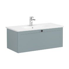 Vitra Root Classic 68823 Lavabo Dolabı, Tek Çekmeceli, 100 Cm, Mat Fiyord Yeşili, Yuvarlak Lavabolu